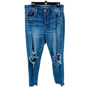 American Eagle Distressed Hi-Rise Girlfriend Jeans